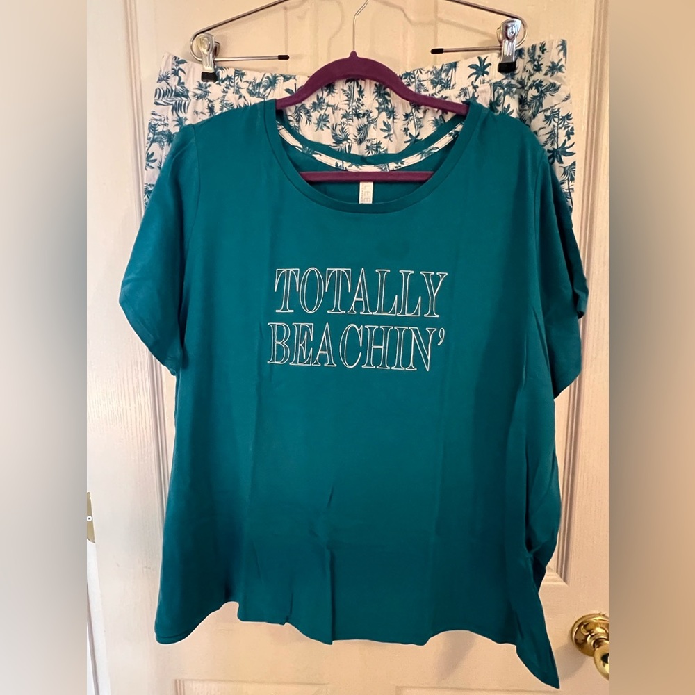 Cacique Green Boxy Relaxed Pajama T-Shirt
